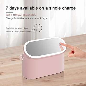 Travel Makeup Bag Organizer Travel Makeup Case Organizer with LED Light Mirror, Makeup Organizer Bag Makeup Travel Bag Makeup Train Case Portable Travel Cosmetic Bag Jewelry Organizer