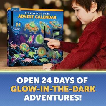 Blue Marble Glow In The Dark Advent Calendar 2024 – Christmas Countdown Calendar with 24 Science A...