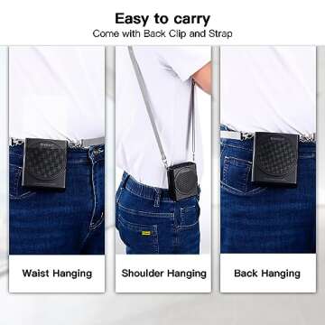 Bluetooth Voice Amplifier for Teachers, Portable Rechargeable Mini Voice Amplifier with Wired Microphone Headset, PA System Megaphone Speaker for Teachers, Singing, Training, Presentation, Tour Guide