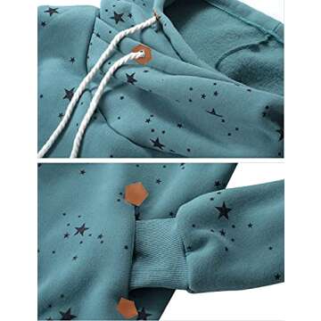 Kapoohott Womens Long Sleeve High Necked Printed Hoodie Casual Jumper Pullover Sweatshirt with Pockets(Light Green,M)