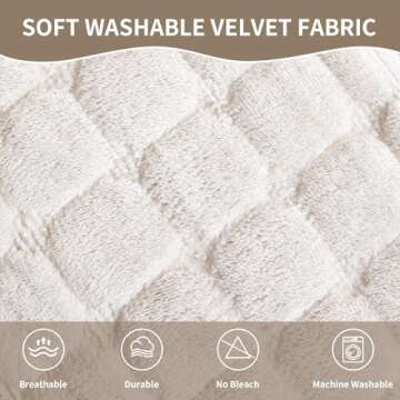 MDSASFD Velvet Couch Cover, Washable Sectional Sofa Cover, Anti Slip Sofa Slipcovers for 3 Cushion Couch Sofa L Shaped Recliner, Furniture Protector Covers for Pets Kids(White, Only 1 PCS)