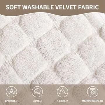 MDSASFD Velvet Couch Cover, Washable Sectional Sofa Cover, Anti Slip Sofa Slipcovers for 3 Cushion Couch Sofa L Shaped Recliner, Furniture Protector Covers for Pets Kids(White, Only 1 PCS)