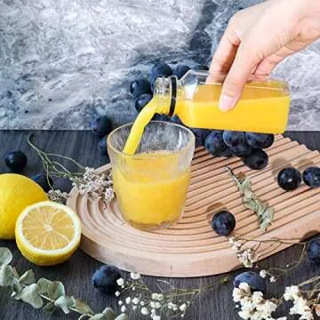 SUPERLELE 12pcs 8oz Plastic Juice Bottles with Caps, Reusable Clear Juice Containers with Labels, Funnel and Brush for Juicing, Smoothie, Milk