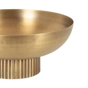 Kate and Laurel Rooks Ribbed Decorative Metal Bowl, 12 Inch Diameter, Brass, Modern Raised Fruit Bowl for Kitchen Counter or Use as a Key Bowl for an Entryway Table