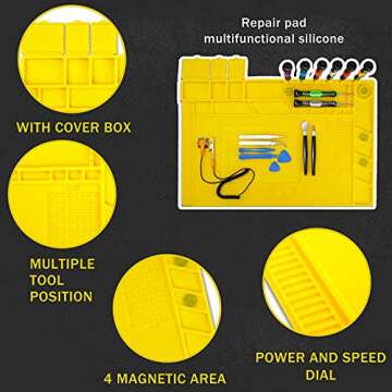 KOTTO Anti-Static ESD Safe Magnetic Soldering Mat, Silicone Repair Mat, includes Repair Tools Kit an...