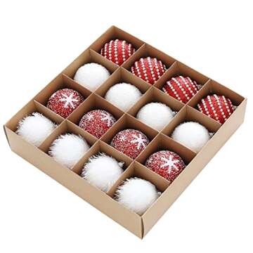 16pcs Christmas Tree Ball Ornament Set - Shatterproof Foam Ornaments for Holiday Decor