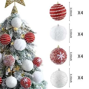 16pcs Shatterproof Foam Christmas Tree Balls 80mm
