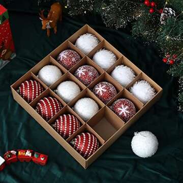 16pcs Shatterproof Foam Christmas Tree Balls 80mm