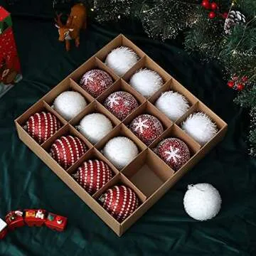 16pcs Shatterproof Foam Christmas Tree Balls 80mm