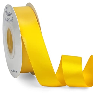 Ribbli Maize Yellow Double Faced Satin Ribbon,1” x Continuous 25 Yards,Use for Bows Bouquet,Gift W...