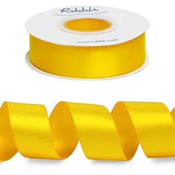 Ribbli Maize Yellow Double Faced Satin Ribbon,1” x Continuous 25 Yards,Use for Bows Bouquet,Gift Wrapping,Baby Shower,Floral Arrangement