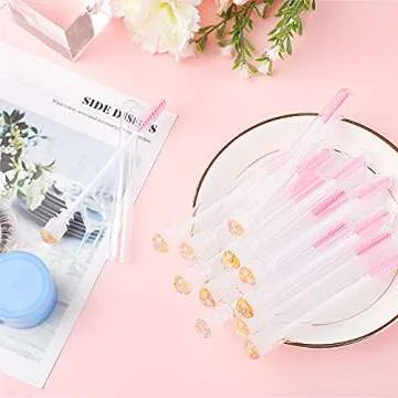 Dming 20pcs Eyelash brush Lash Wand Makeup tool Eyelash Extension supplies Cleaning brush Diamond Mascara foil pink