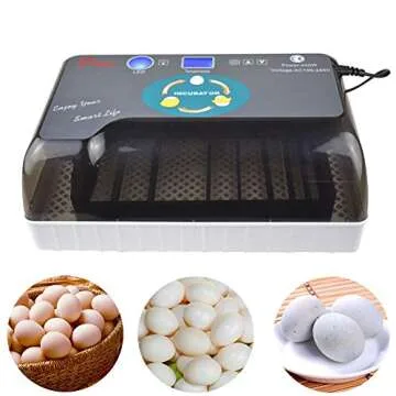 RV77 Automatic Egg Incubator, Clear Digital Display Egg Hatcher with Temperature Control, 12-24 Egg Digital Poultry General Purpose Incubators for Chicken, Ducks, Birds & More