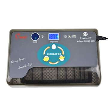 RV77 Automatic Egg Incubator, Clear Digital Display Egg Hatcher with Temperature Control, 12-24 Egg Digital Poultry General Purpose Incubators for Chicken, Ducks, Birds & More