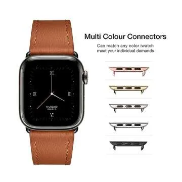 POWER PRIMACY Leather Bands Compatible with Apple Watch Band 38mm 40mm 41mm 42mm-Series 10,Genuine Leather Strap Compatible for Women Men iWatch SE Series 10 9 8 7 6 5 4 3 2 1(Brown/Black)