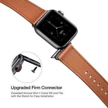 POWER PRIMACY Leather Bands Compatible with Apple Watch Band 38mm 40mm 41mm 42mm-Series 10,Genuine Leather Strap Compatible for Women Men iWatch SE Series 10 9 8 7 6 5 4 3 2 1(Brown/Black)