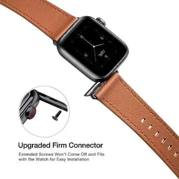 POWER PRIMACY Leather Bands Compatible with Apple Watch Band 38mm 40mm 41mm 42mm-Series 10,Genuine Leather Strap Compatible for Women Men iWatch SE Series 10 9 8 7 6 5 4 3 2 1(Brown/Black)