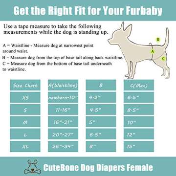 CuteBone Dog Diapers Female Washable Small Medium Large 3 Pack Reusable Doggie Diapers Puppy Period Pants for Doggy Heat Cycle Peeing D14M