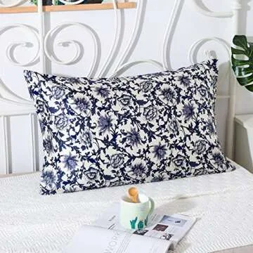 SLPBABY Silk Pillowcase for Hair and Skin with Hidden Zipper Print (Queen, Pattern13)