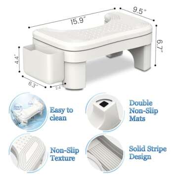 Height Adjustable Vatex Toilet Stool with Storage for All Ages