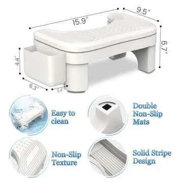 Height Adjustable Vatex Toilet Stool with Storage for All Ages