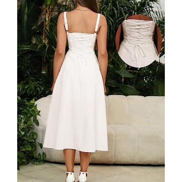 Elegant Corset Midi Dress for Wedding Guests and Parties
