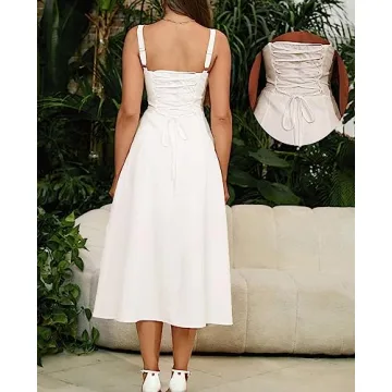 Elegant Corset Midi Dress for Wedding Guests and Parties
