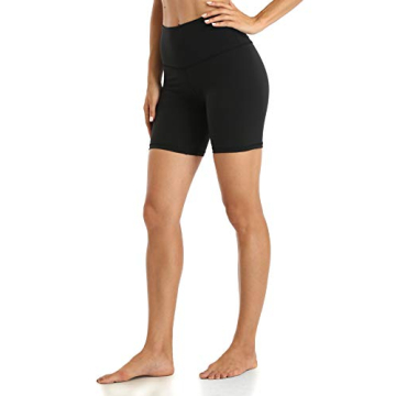 YUNOGA Women's High Waisted Yoga Short 6" Inseam Workout Athletic Biker Shorts (M, Black)