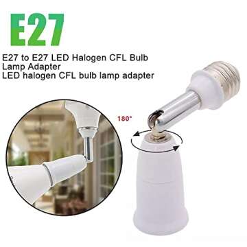 E26/E27 Light Socket Extender 5.5 inch Light Bulb Socket Adapter Flexible Adjustable 180° Bendable 360° Light Socket Extension Converter (2 Pack)