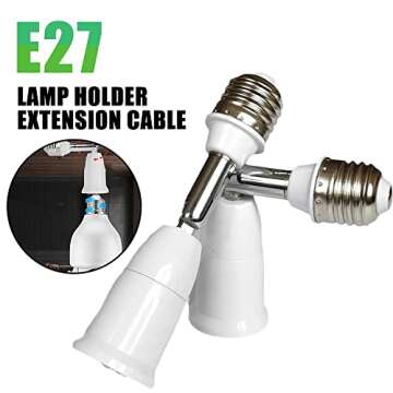 E26/E27 Light Socket Extender 5.5 inch Light Bulb Socket Adapter Flexible Adjustable 180° Bendable 360° Light Socket Extension Converter (2 Pack)