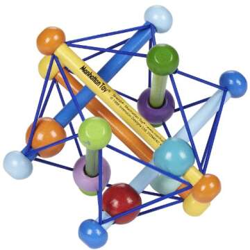 Manhattan Toy Skwish Color Burst Rattle & Teether - Safe Wooden Toy for Infants and Toddlers