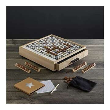 WS Game Company Scrabble Luxe Maple Edition with Rotating Solid Wood Cabinet