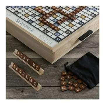 Scrabble Luxe Maple Edition with Rotating Cabinet