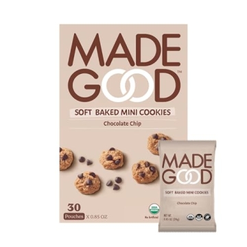 MadeGood Soft Baked Chocolate Chip Mini Cookies - 30 Count, Allergy Friendly Treats