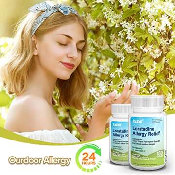 RXZELL Allergy Relief, Loratadine 10mg, 180 Tablets – 24 Hour Non-Drowsy Antihistamine Allergy Medicine