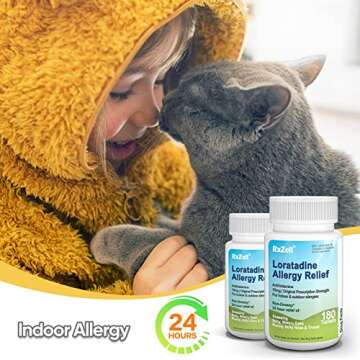 RXZELL Allergy Relief, Loratadine 10mg, 180 Tablets – 24 Hour Non-Drowsy Antihistamine Allergy Medicine
