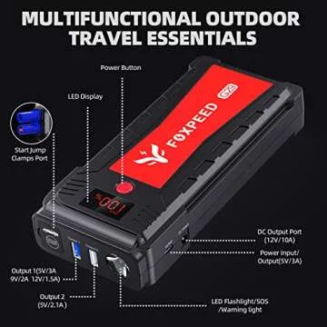 Foxpeed G29 Jump Starter 2500A 21000mAh 12V Car Jump Starter for up to 8L Gas, 6.5L Diesel Engine with LED Display USB QC3.0 Portable Car Booster Pack for Various Vehicles