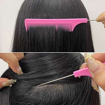 20 Pcs Hair Rat Tail Combs Parting Rattail Combs Teasing Fine Tooth Comb Metal Hair Pick Detangling Combs Set for Women