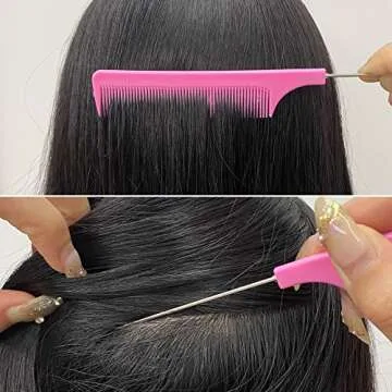 20 Pcs Hair Rat Tail Combs Parting Rattail Combs Teasing Fine Tooth Comb Metal Hair Pick Detangling Combs Set for Women