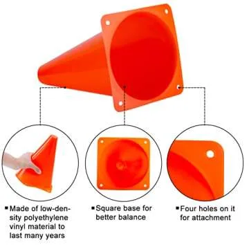 9 Inch Cones Sports, 15 Pack Orange Soccer Cones Training Agility Field Marker Plastic Traffic Cones...