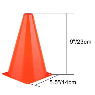 9 Inch Cones Sports, 15 Pack Orange Soccer Cones Training Agility Field Marker Plastic Traffic Cones for Football Basketball Drills Multipurpose Practice, Indoor Outdoor Games Activity Party Events