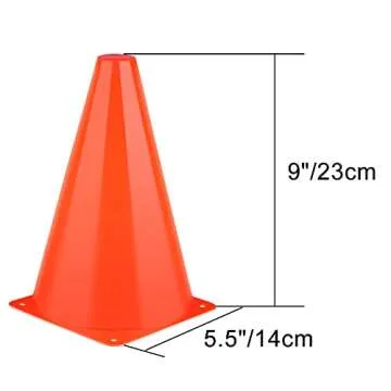 9 Inch Cones Sports, 15 Pack Orange Soccer Cones Training Agility Field Marker Plastic Traffic Cones for Football Basketball Drills Multipurpose Practice, Indoor Outdoor Games Activity Party Events