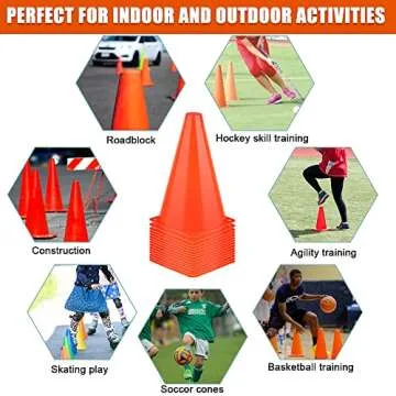 9 Inch Cones Sports, 15 Pack Orange Soccer Cones Training Agility Field Marker Plastic Traffic Cones for Football Basketball Drills Multipurpose Practice, Indoor Outdoor Games Activity Party Events