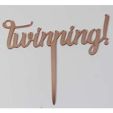 Elegant Rose Gold Twinning Cake Topper for Twins