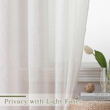 OWENIE Natural Linen Blend Sheer Curtains for Home