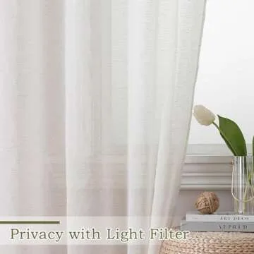 OWENIE Natural Linen Blend Sheer Curtains for Home
