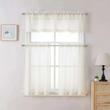 OWENIE Natural Linen Blend Sheer Curtains for Home