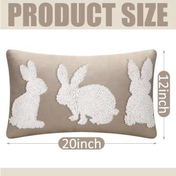 Mixweer 12 x 20 Inch Easter Bunny Pillow Covers - Neutral Tufted Embroidery Decorative Pillow Covers...