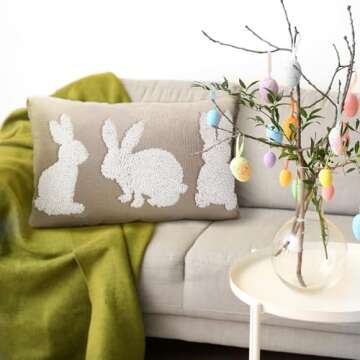 Mixweer Easter Bunny Pillow Covers for Festive Decor