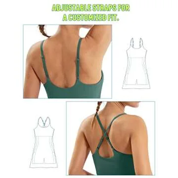Ewedoos Tennis Dress Womens Athletic Dress Built in Shorts & Bra Adjustable Straps Workout Exercise Golf Summer Dress Green
